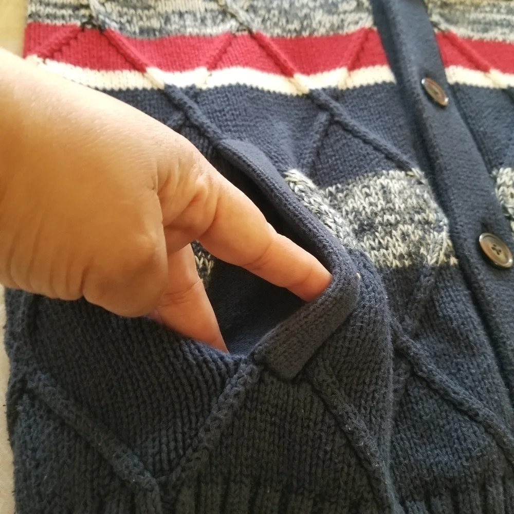 Vintage Tommy Hilfiger | 100% Cotton Flag Nordic Cardigan